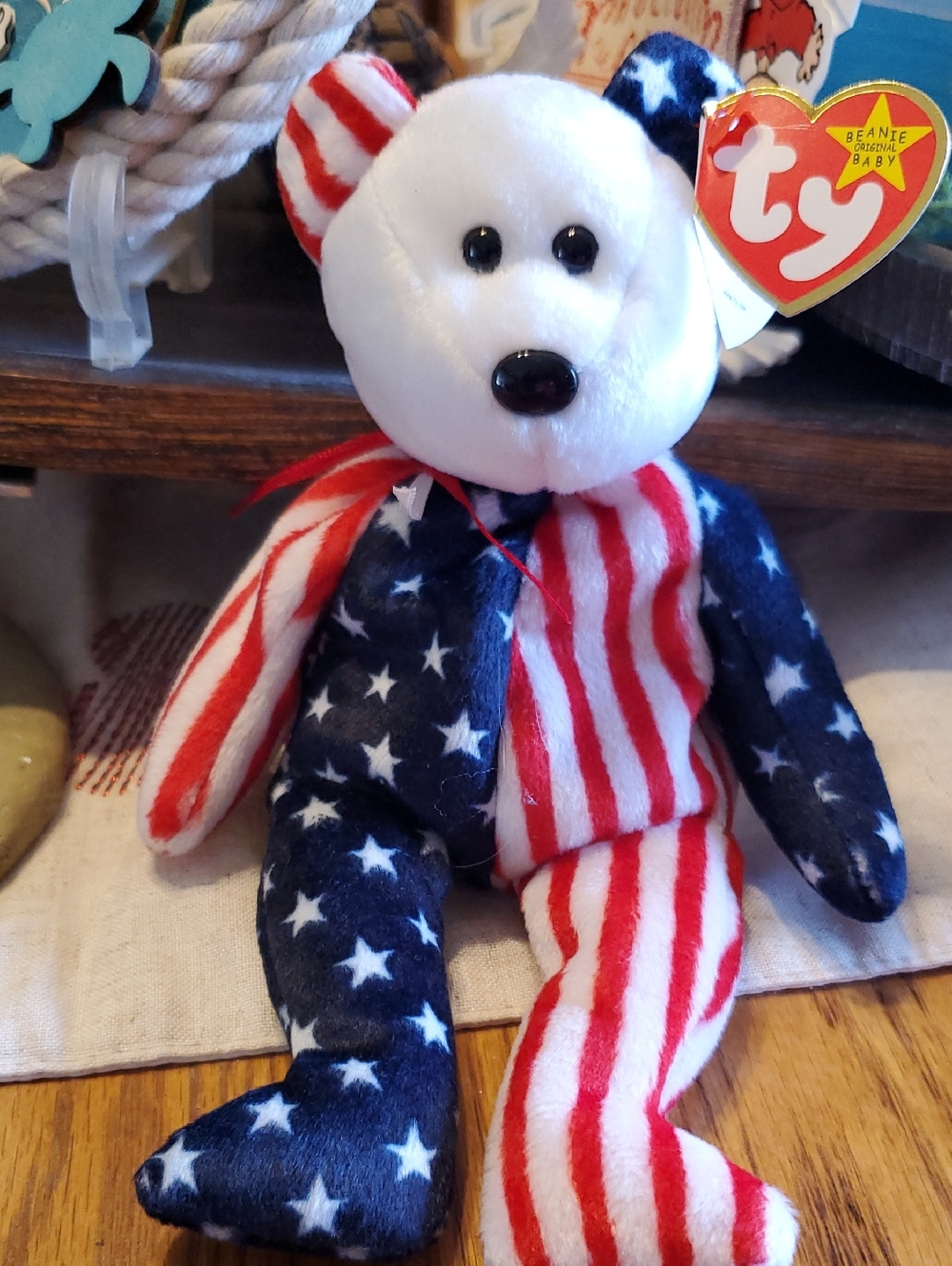 Ty "Spangle" Patriotic Flag Bear Plush - Red, White, Blue